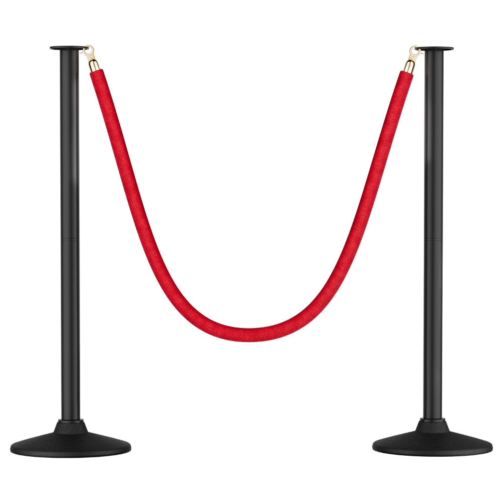 RoadHero Plastic Stanchion Post, Red Carpet Ropes and Poles with Weighted Base, Velvet Rope Barrier for Crowd Control, Party and Movie Theater, 2 PCS