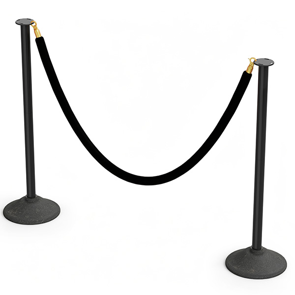 RoadHero Stanchions Post with Velvet Ropes, Plastic Crowd Control Barriers with Weighted Base for Party, Movie Theater and Queue Management（Black, 2 Pack）