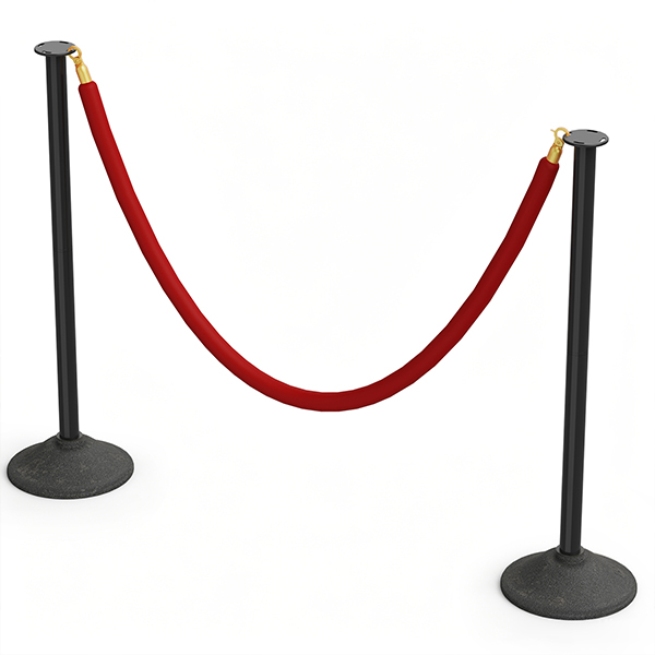 RoadHero Stanchions Post with Velvet Ropes, Plastic Crowd Control Barriers with Weighted Base for Party, Movie Theater and Queue Management（Red, 2 Pack）